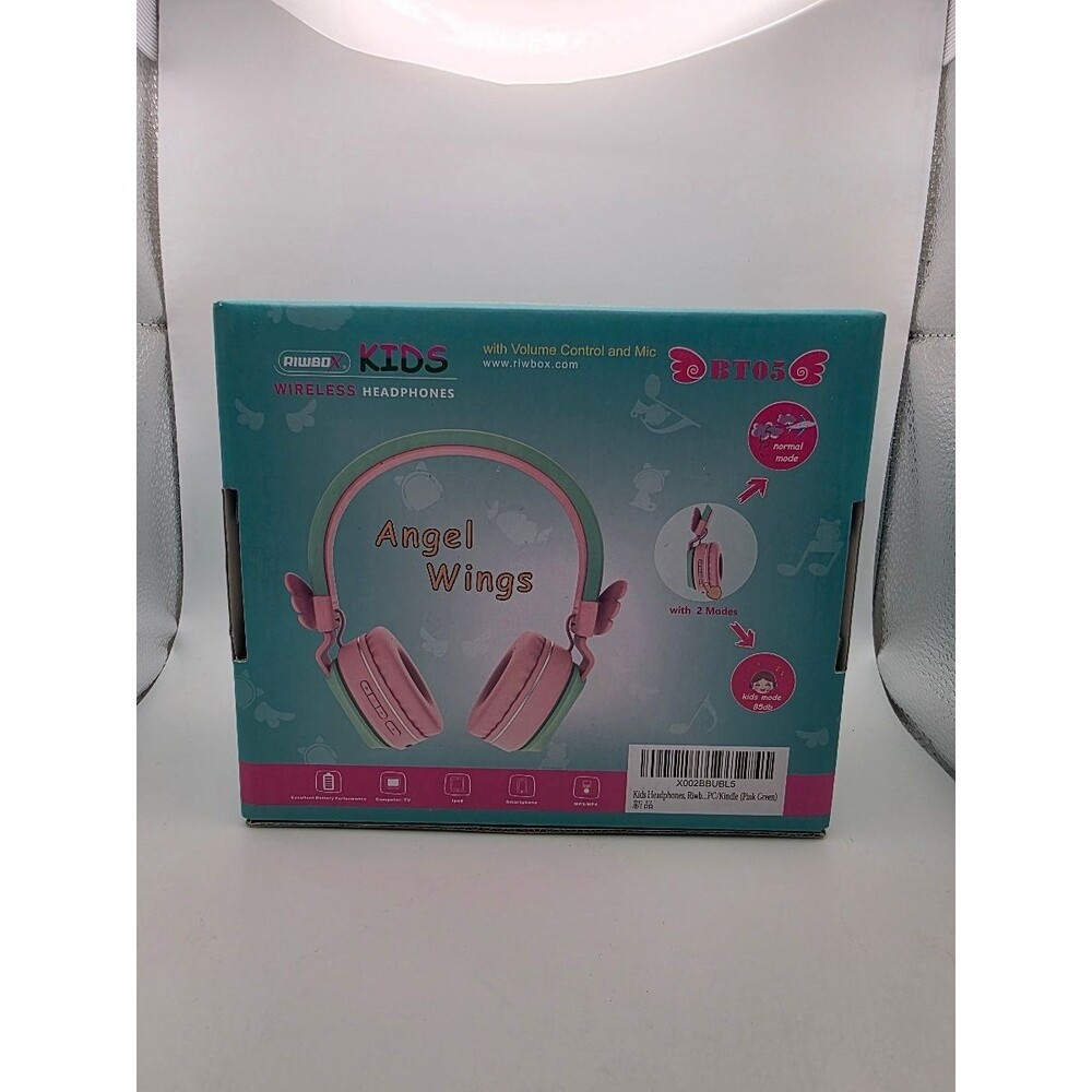 RIWBOX BT05 Angel Wings Kids Bluetooth Headphones Foldable Pink - Picture 3 of 5